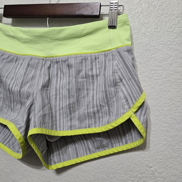 LululemonGray and Neon Green Running  Shorts Size 4 - Picture 4 of 9